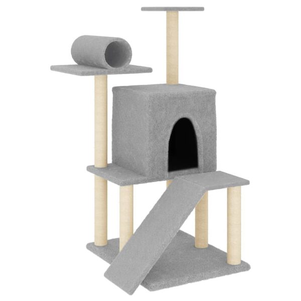 vidaXL Cat Tree with Sisal Scratching Posts Light Grey 110.5 cm