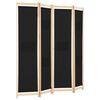 vidaXL 4-Panel Room Divider Black 160x170x4 cm Fabric