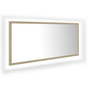 vidaXL LED Bathroom Mirror Sonoma Oak 100x8.5x37 cm Acrylic