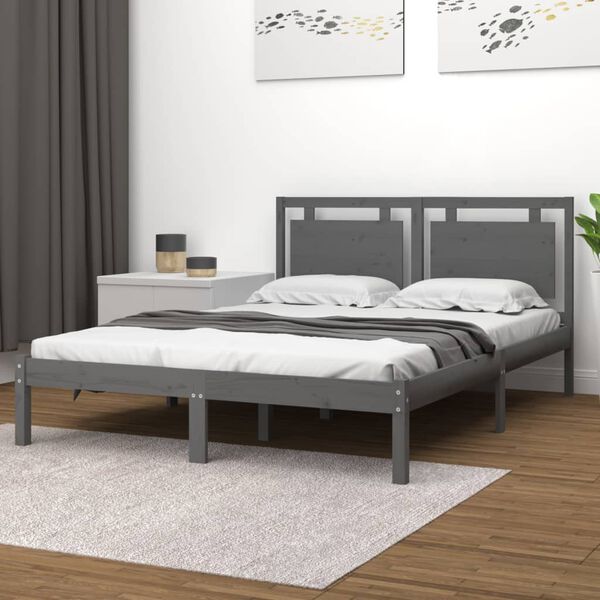vidaXL Bed Frame without Mattress Grey 200x200 cm Solid Wood