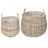 vidaXL Planter Basket GENDT 2 pcs Natural Grey Kubu Rattan