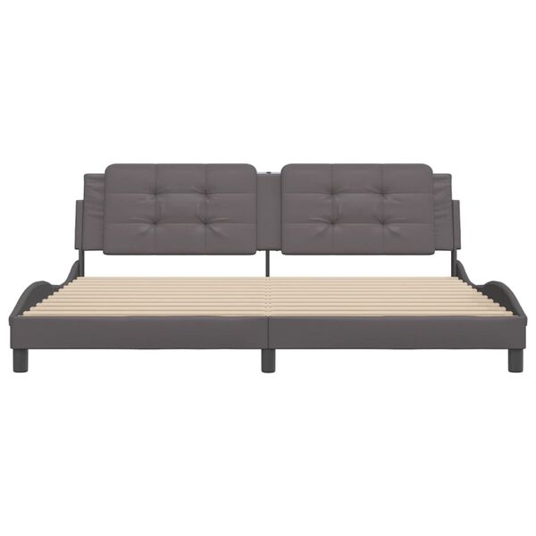 vidaXL Bed Frame without Mattress "Zadar" Grey 200x200 cm Faux Leather