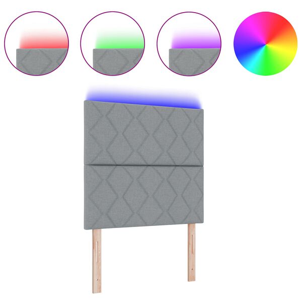 vidaXL Headboard with LED Strip Lights Light Grey 100 cm Fabric