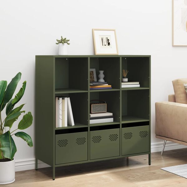 vidaXL Highboard&nbsp;Olive Green 101.5x39x103.5 cm Steel