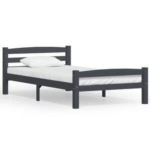 vidaXL Bed Frame without Mattress Dark Grey Solid Pinewood 100x200 cm
