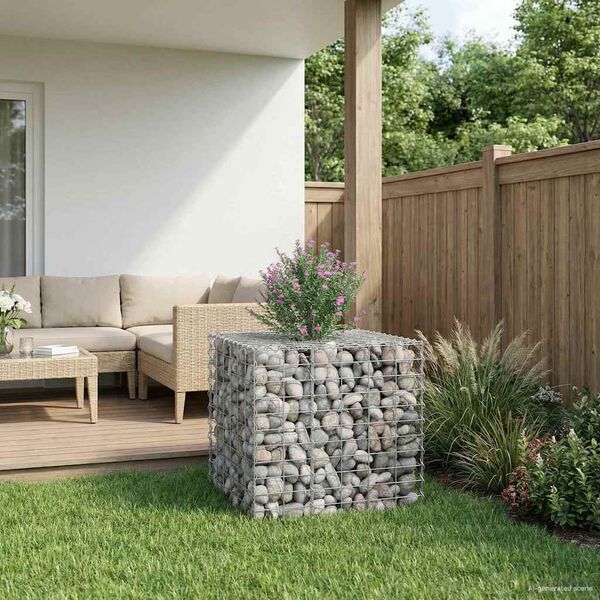 vidaXL Gabion Raised Bed Silver 60 x 60 x 55 cm Galvanised Steel