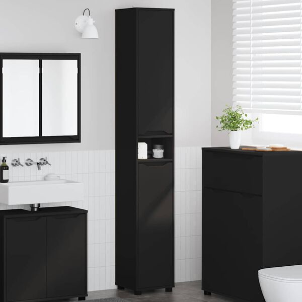 vidaXL Bathroom Cabinet Black 30.5 x 30 x 195 cm Engineered Wood