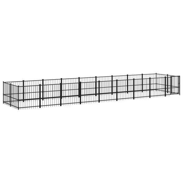vidaXL Outdoor Dog Kennel Steel 16.89 m²