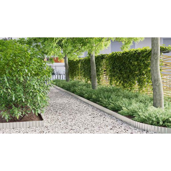 vidaxl Lawn Edging Grey 15 x 1000 cm Steel