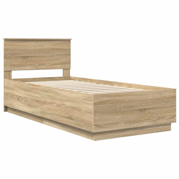 vidaXL Bed Frame with Headboard Sonoma Oak 90 x 200 cm Engineered Wood