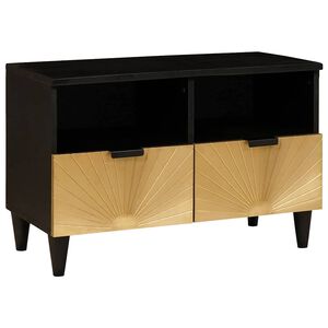 vidaXL TV Cabinet Black and Gold 70 x 33 x 46 cm Engineered wood