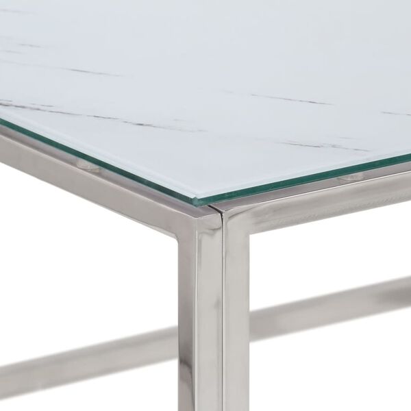 vidaXL Coffee Table Silver Stainless Steel and Tempered Glass