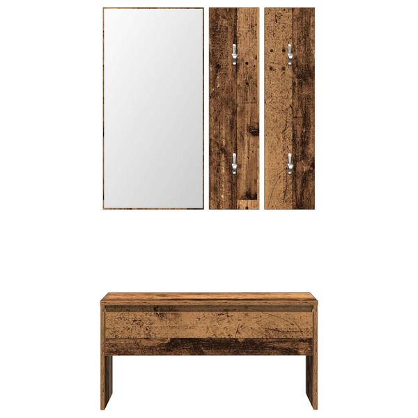 vidaXL Hallway Furniture Set Old Wood Engineered Wood