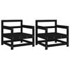 vidaXL Garden Chairs 2 pcs Black Solid Wood Pine