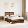 vidaXL Bed Frame with Headboard Old Wood 135 x 190 cm Solid Pine Wood