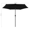 vidaXL Garden Parasol with LED Lights and Aluminium Pole 270 cm Black