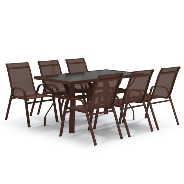 vidaXL 7 Piece Garden Dining Set Brown and Black