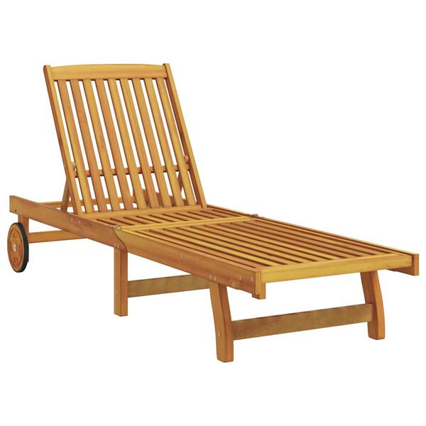 vidaXL Sun Lounger Reclining Brown Solid Acacia Wood