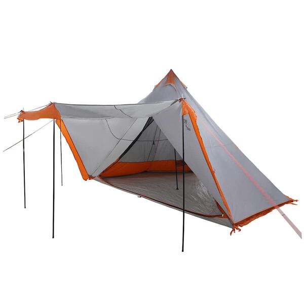 vidaXL Family Tent Tipi 8-Person Grey and Orange Waterproof
