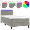 vidaXL Box Spring Bed with Mattress&LED Light Grey 90x200cm Velvet