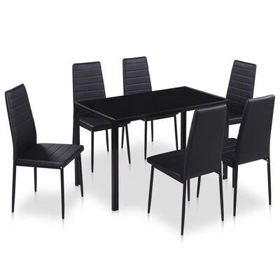 vidaXL 7 Piece Dining Table Set Black