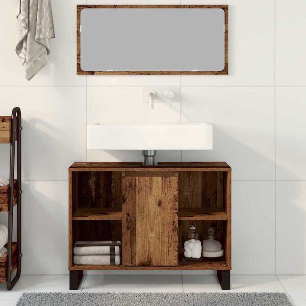 vidaXL Bathroom Cabinet Old Wood 80 x 33 x 60 cm Engineered Wood