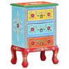 vidaXL Hand Painted Bedside Cabinet 40x30x60 cm Solid Mango Wood