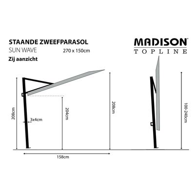 Madison Balcony Parasol Sun Wave 270x150 cm Taupe PAC3P015