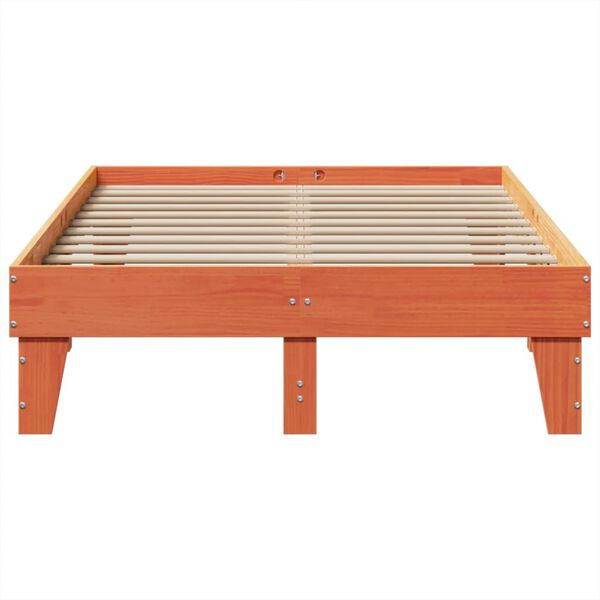 vidaXL Bed Frame without Mattress Wax Brown 120x190 cm Small Double Solid Wood Pine