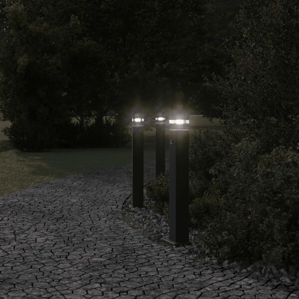 vidaXL Outdoor Floor Lamp with Sensor Black 80 cm Aluminium