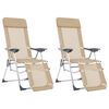 vidaXL Folding Camping Chairs with Footrests 2 pcs Cream Textilene