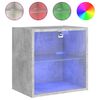 vidaXL Bedside Cabinets with LED Lights Wall-mounted 2 pcs Concrete Grey
