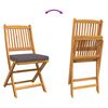 vidaXL Folding Chair 2 pcs Grey 49 x 57.5 x 92cm Solid Acacia wood