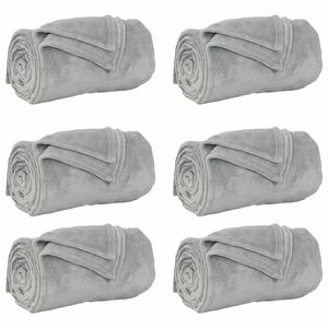 vidaXL Throw Blankets 6 pcs Grey 240 x 270 cm 10.11 kg Fleece