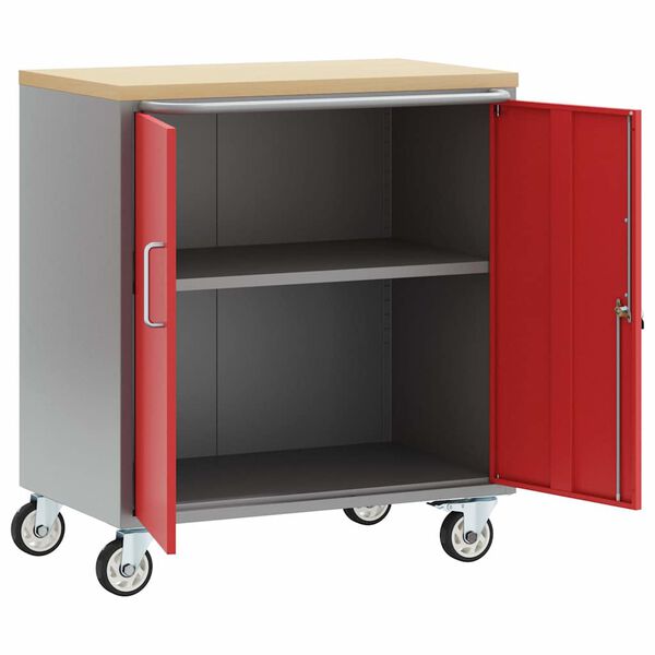 vidaXL Workshop Bench with Shelf Red and Grey 75 x 45 x 85 cm