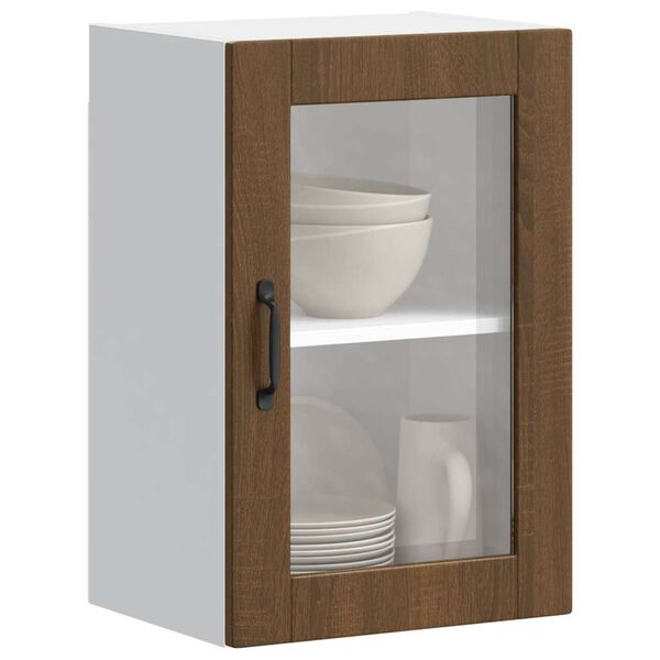 vidaXL Kitchen Wall Cabinet with Glass Door&nbsp;Porto Brown Oak