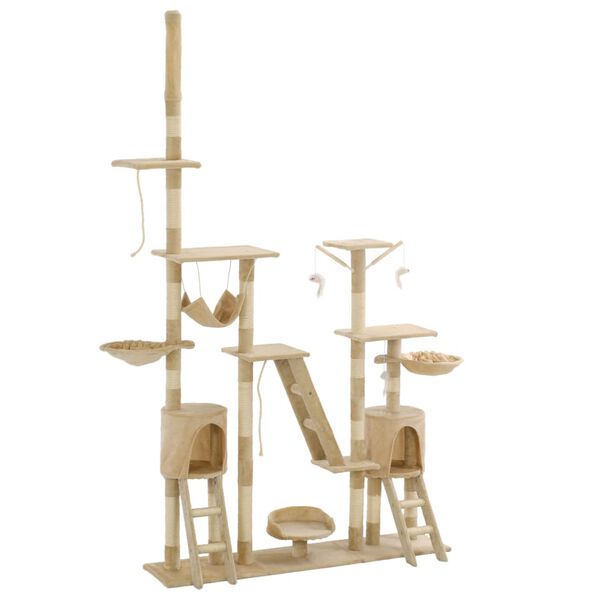 vidaXL Cat Tree with Sisal Scratching Posts 230-250 cm Beige