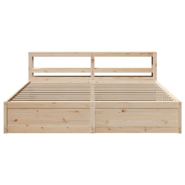 vidaXL Bed Frame with Headboard 180x200 cm Super King Solid Wood Pine