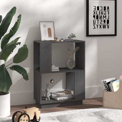 vidaXL Book Cabinet/Room Divider Grey 51x25x70 cm Solid Wood Pine