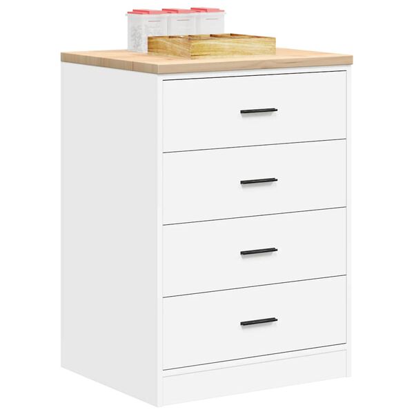 vidaXL Garage Storage Cabinet White 60x51x85 cm Solid Wood Pine