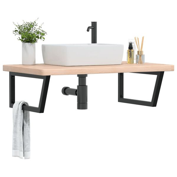 vidaXL Basin Shelf Wall Mounted Steel and Solid Wood Oak