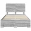 vidaXL Bed Frame with Drawer Grey Sonoma 135 x 190 cm Engineered Wood