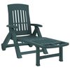 vidaXL Folding Sun Lounger with Wheels Green PP