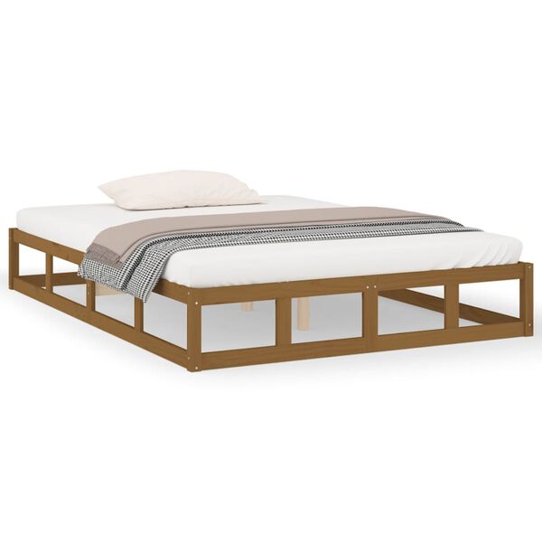 vidaXL Bed Frame without Mattress Honey Brown 120x190 cm Small Double Solid Wood