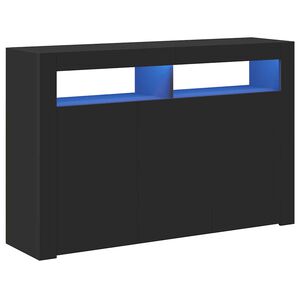 vidaXL Sideboard with LED Lights Black 115.5x30x75 cm