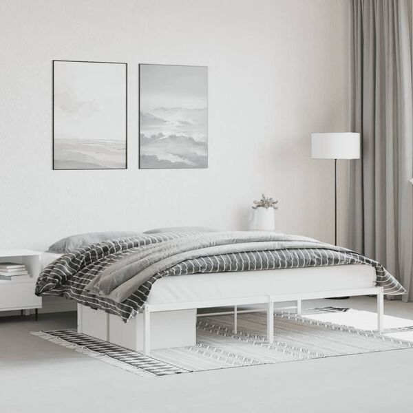 vidaXL Metal Bed Frame without Mattress White 180x200cm