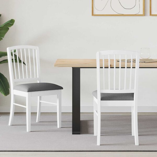 vidaXL Dining Chairs 2 pcs White 50 x 52.5 x 91 cm Solid Rubber Wood