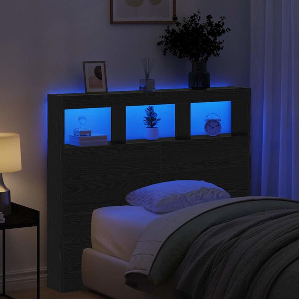 vidaXL Headboard Black Oak 120 x 17 x 102 cm Engineered Wood