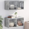 vidaXL Wall Cabinets with Glass Doors 2 pcs Concrete Grey 68.5x37x35 cm
