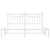 vidaXL Metal Bed Frame without Mattress with Headboard White 183x213cm